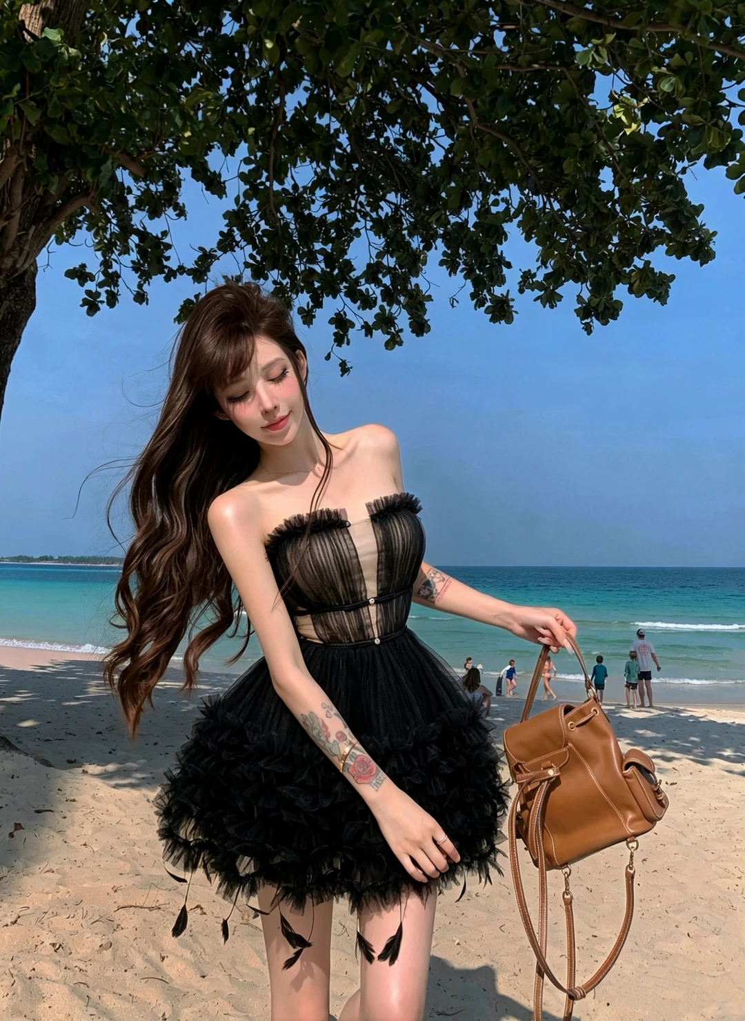Black Swan A Line Strapless Tulle Short Homecoming Dress Outfits SH5829