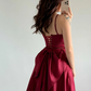 Simple Burgundy A Line Spaghetti Straps Bow Satin Short Prom Dress Homecoming Dress SH6011