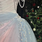 Fairy Pink-blue Ombre A Line Exquisite Beaded Tulle Long Prom Dress Evening Dress SH6748