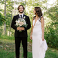Simple Sheath V Neck White Satin Open Back Wedding Dresses SH4705