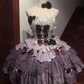 Purple Cute Ball Gown Halter Bow Layered Sequin Tulle Short Prom Dress Homecoming Dress SH6437