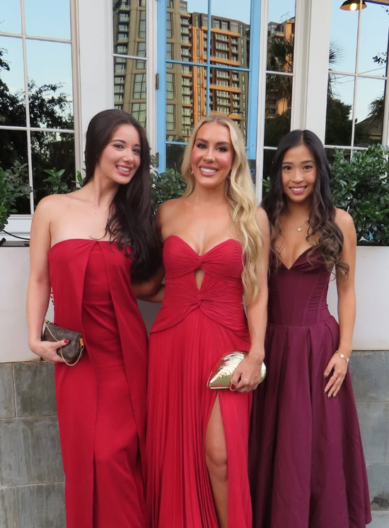 Sweetheart Neckline Flutter Sleeves Satin Prom Dress Burgundy