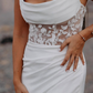 Simple Mermaid Spaghetti Strap Corset Appliques White Satin Long Wedding Dress SH2004