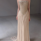 Gentle A Line Strapless Exquisite Beaded Nude Chiffon Prom Dress Evening Dress SH7717