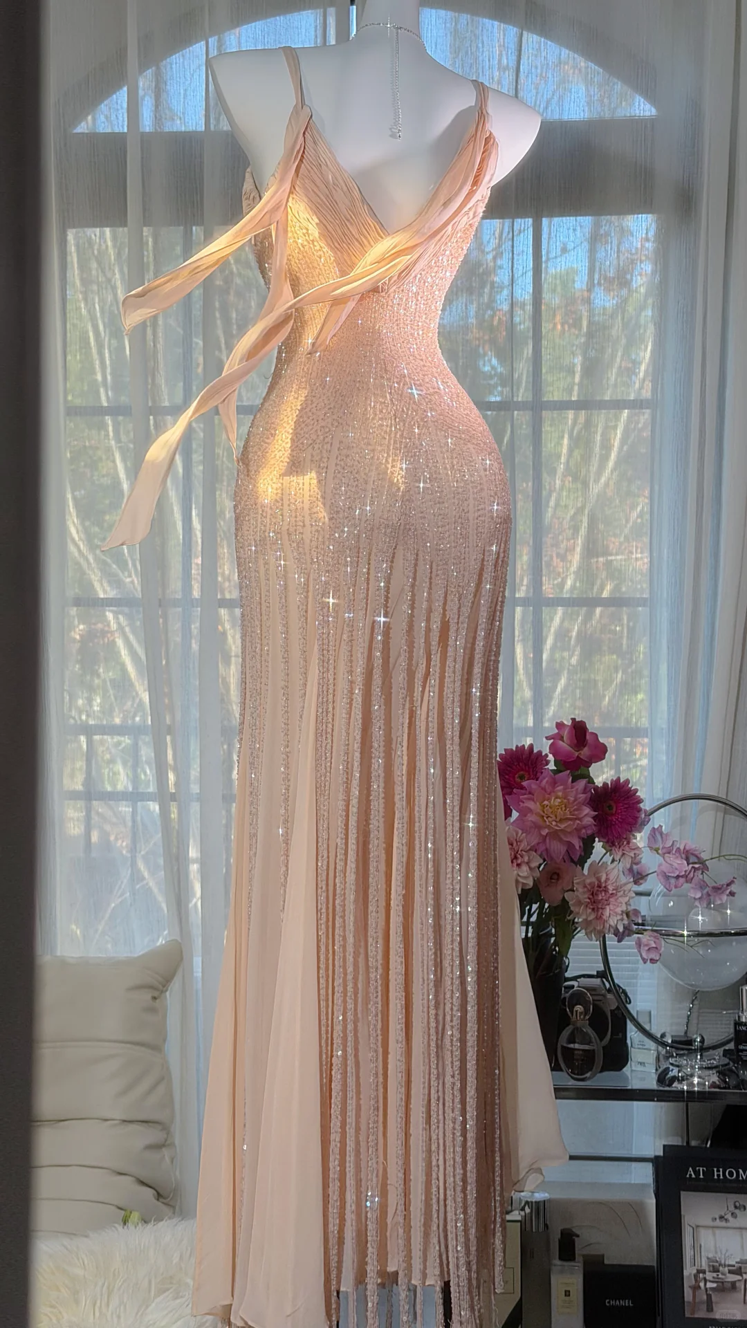 Fairy Elegant A Line Beaded Chiffon Long Graduation Prom Dress SH5344