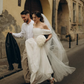 Gentle Ivory A Line Off the Shoulder Corset Lace Chiffon Prom Dress Wedding Dress SH6683
