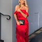 Red Chiffon Prom Dress Long Ruffle Party Dress Evening Dress SH895