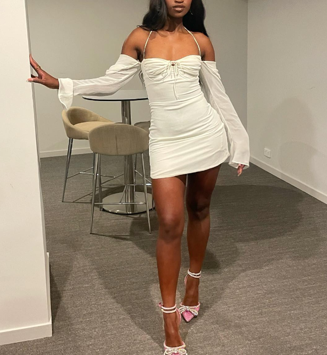 Sexy Birthday Dress Short Bodycon White Long Chiffon Prom Dress SH1312 shinydress Sexy Birthday Dress Short Bodycon White Long Chiffon Prom Dress SH1312 shinydress