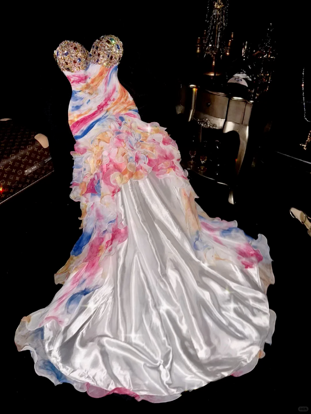 Multi-Color Mermaid Sweetheart Neck Beaded Chiffon Satin Graduation Ball Gown 18th Birthday Dress SH4983