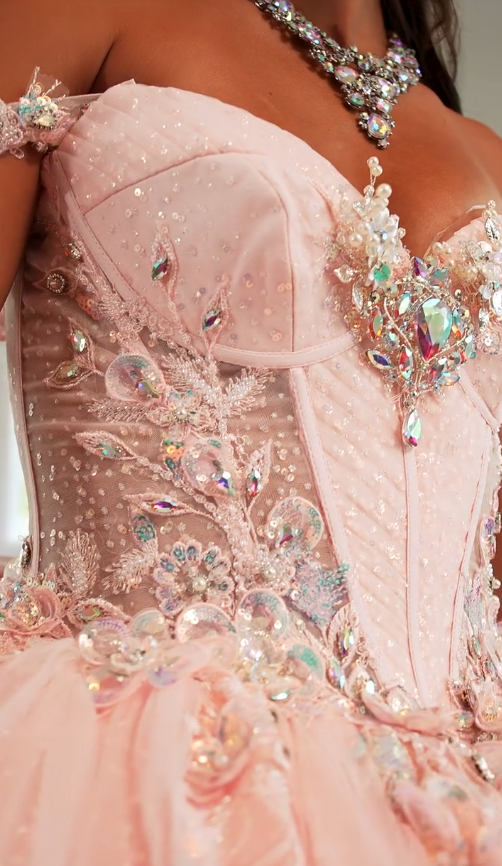 Sweety Pink Ball Gown Applique Sequin Tulle Satin Long Prom Dress Quinceanera Dress SH5167