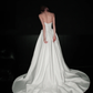 Simple A Line Strapless White Lace Satin Wedding Dress SH5868