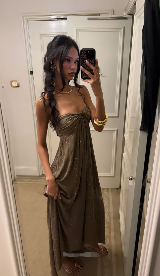 Brown A Line Sweetheart Neck Sequin Satin Prom Dress Evening Dress SH7280