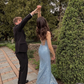 Light Blue Elegant Long Evening Gown Prom Dress SH960