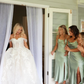 Gentle Sheath Spaghetti Strap Sage Green Satin Evening Dress Bridesmaid Dress with Slit SH2785