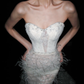 Glamorous Mermaid Sweetheart Neck Beaded Feather Lace Long Wedding Dress SH5959
