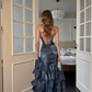 Sexy Mermaid Straps Layered Satin Wedding Guest Dress Prom Dress with Slit SH5223