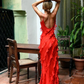 Red Backless Long Prom Dress With Ruffle  SH727