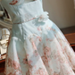 Summer Blue A Line Straps Print Floral Satin Cocktail Dress Homecoming Dress SH6165