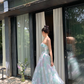 Dreamy Multi-color A Line Strapless Ruffle Chiffon Long Prom Dress Party Dress SH4038