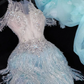Gorgeous Exquisite Mermaid Beaded Blue Tulle Prom Dress Evening Dress Party Dress SH3618