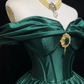 Anna Princess A Line Off the Shoulder Green Satin Short Homecoming Dress Cocktail Dress SH3146