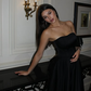 Simple Black A Line Sweetheart Neck Satin Prom Dress Evening Dress SH6604