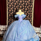 Princess Cinderella Ball Gown Off the Shoulder Blue Purple Tulle Prom Dress Sweet 16 Dress SH5772