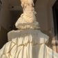 Light Yellow Rose Mermaid Off the Shoulder Pleated Lace Satin Prom Dress Party Dress SH5025