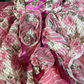 Vintage Pink Print Floral Ball Gown Strapless Layered Tulle Prom Dress Sweet 16 Dress SH5776