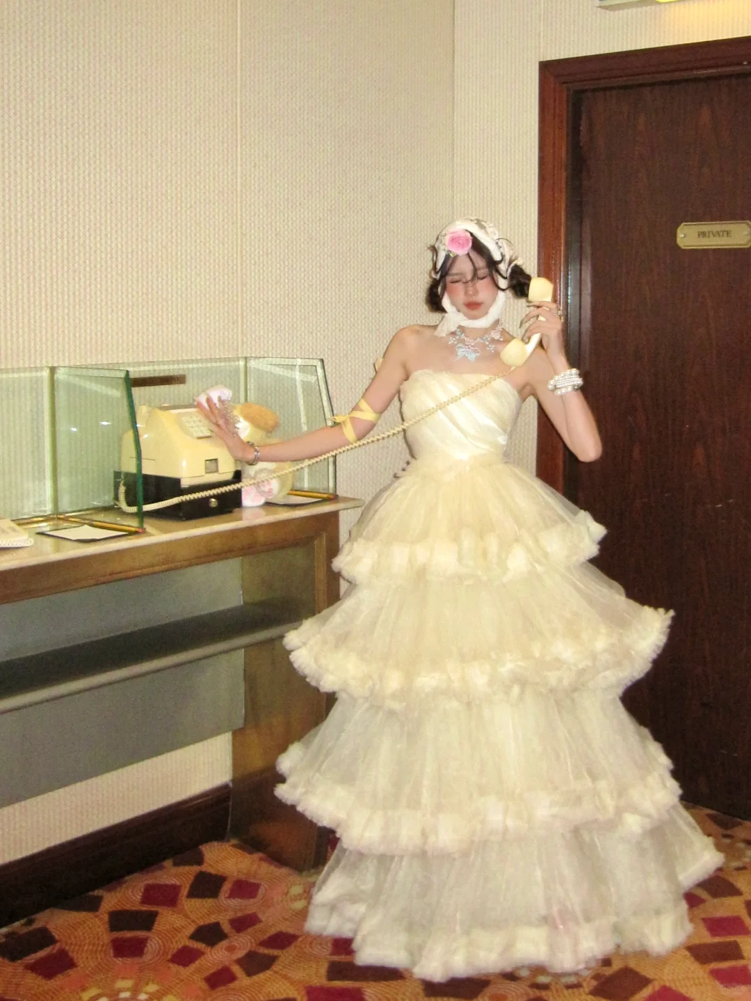 Princess A Line Strapless Layered Ivory Tulle Long Party Dress Birthday Dress SH2949