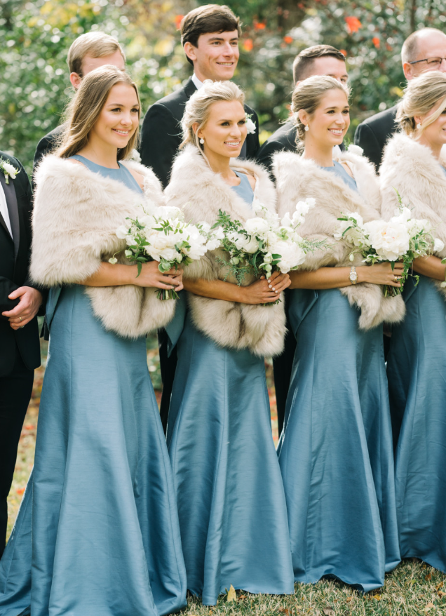 Blue Mermaid Round Neck Satin Back Bow Long Bridesmaid Dress SH6300
