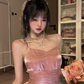 Stunning A Line Spaghetti Strap Pink Satin Homecoming Dress Cocktail Dress SH3214