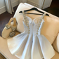 Blue Ombre A Line Simple Satin Short Prom Dress Homecoming Dress SH5836