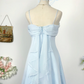 Vintage Baby Blue Simple A Line Spaghetti Strap Chiffon Satin Prom Dress Outfits SH4951