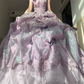 Dreamy Purple Ball Gown Off the Shoulder Rose Beaded Organza Prom Dress Party Dress SH5027