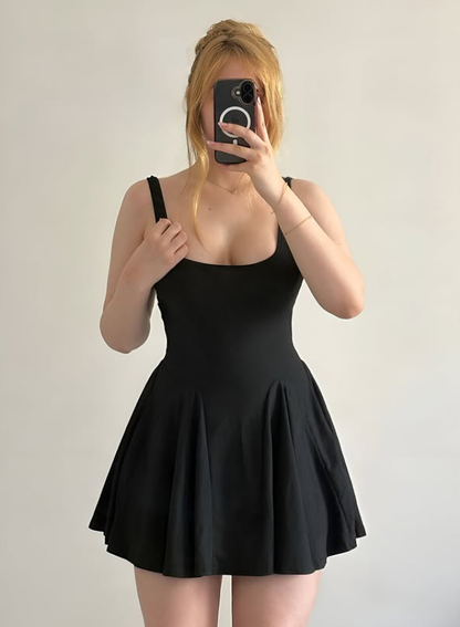 Classy A Line Spaghetti Strap Black Satin Short Prom Dress Homecoming Dress SH6895
