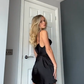 Sexy Black A Line Spaghetti Strap Satin Short Cocktail Dress Homecoming Dress SH4359