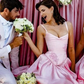 Pink A Line Spaghetti Straps Appliques Satin Long Prom Dress Evening Dress SH1787
