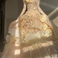 Cute Yellow Rose Ball Gown Off the Shoulder Beaded Satin Prom Dress 16th Birthday Dress SH5030