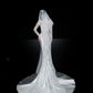 Classic Mermaid Long Sleeve White Lace Satin Long Wedding Dress SH5968