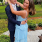 Baby Blue A Line Pearl Straps Layered Chiffon Prom Dress Evening Dress SH6208