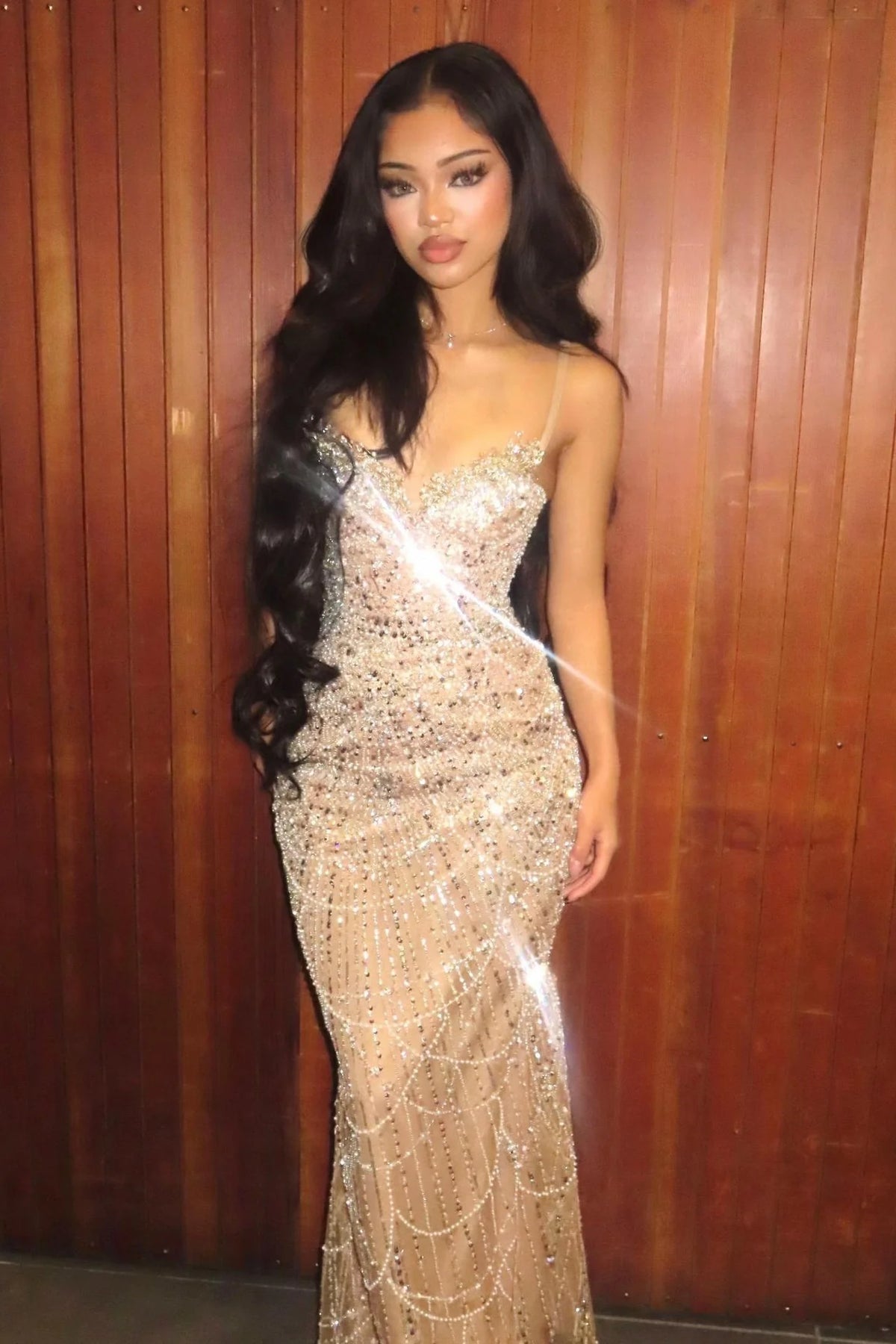 Luxurious Mermaid Spaghetti Straps Silver Sequins Long Prom Dress with Beading SH8106