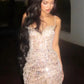 Luxurious Mermaid Spaghetti Straps Silver Sequins Long Prom Dress with Beading SH8106