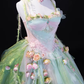 Sweety Green Ball Gown Spaghetti Strap 3D Floral Tulle Short Prom Dress Homecoming Dress SH6441