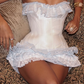 White A Line Sweetheart Neck Satin Lace Short Homecoming Dress Birthday Dress SH4657