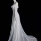 Silver Sequin A Line Long Sleeve White Tulle Wedding Dress Prom Dress SH4113
