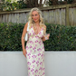 Simple A Line V Neck Print Floral Chiffon Prom Dress Evening Dress SH1604