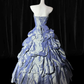 Vintage Ball Gown Strapless Beaded Purple Satin Prom Dress Graduation Prom Dress SH5492