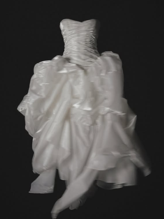 Flowy A Line Sweetheart Neck Pleated White Organza Wedding Dress SH4528
