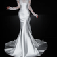 Classic Mermaid Long Sleeve White Lace Satin Long Wedding Dress SH5968